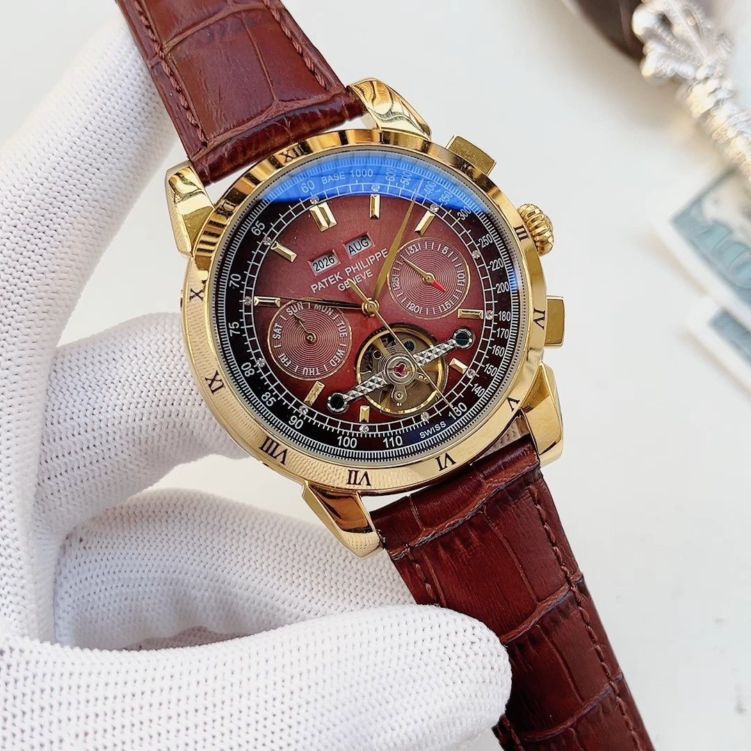 Patek Philippe Burgundy Strap Red Dial Watch — hero