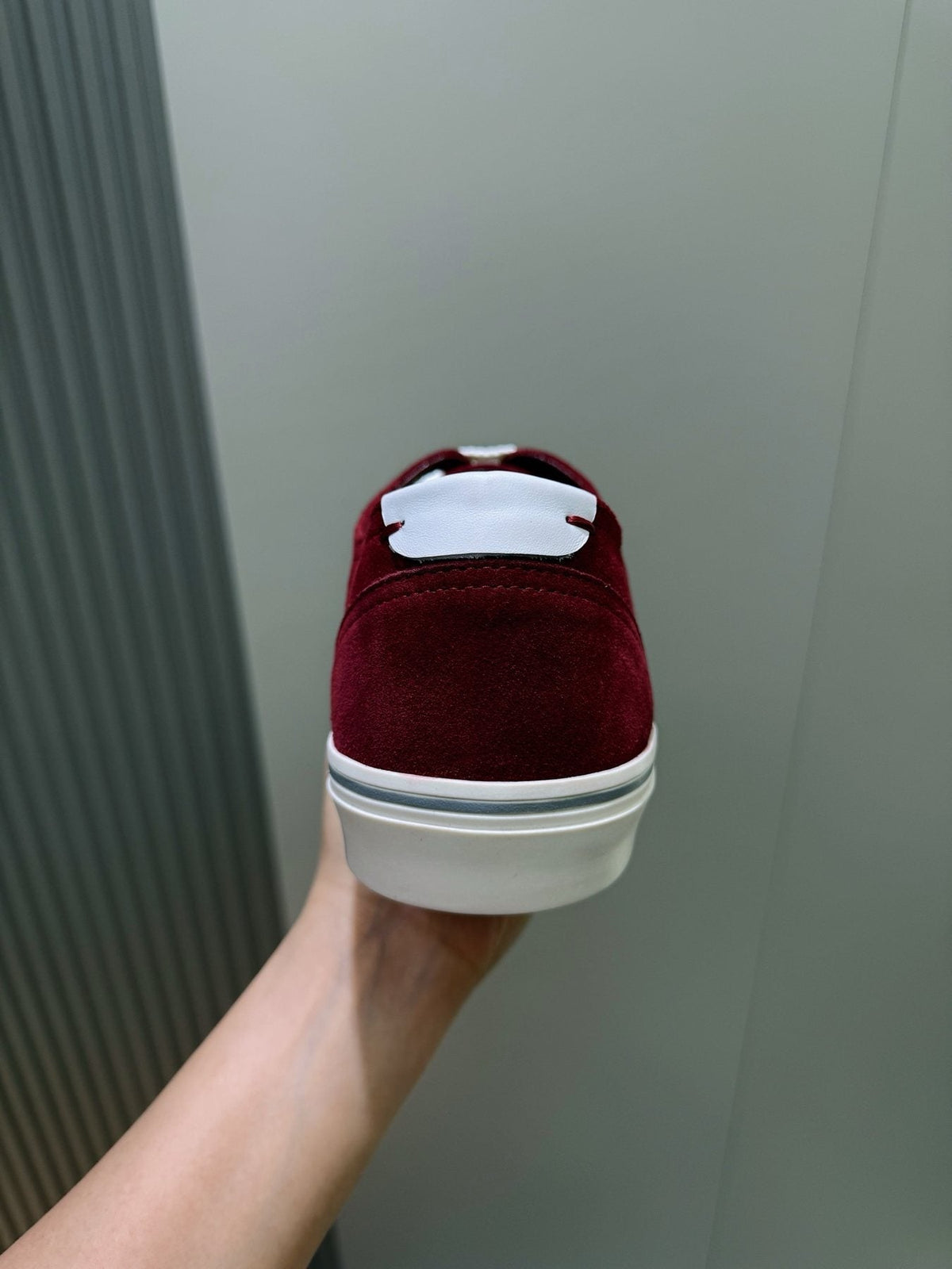 Brunello Cucinelli Burgundy Suede Low-Top Sneakers — back