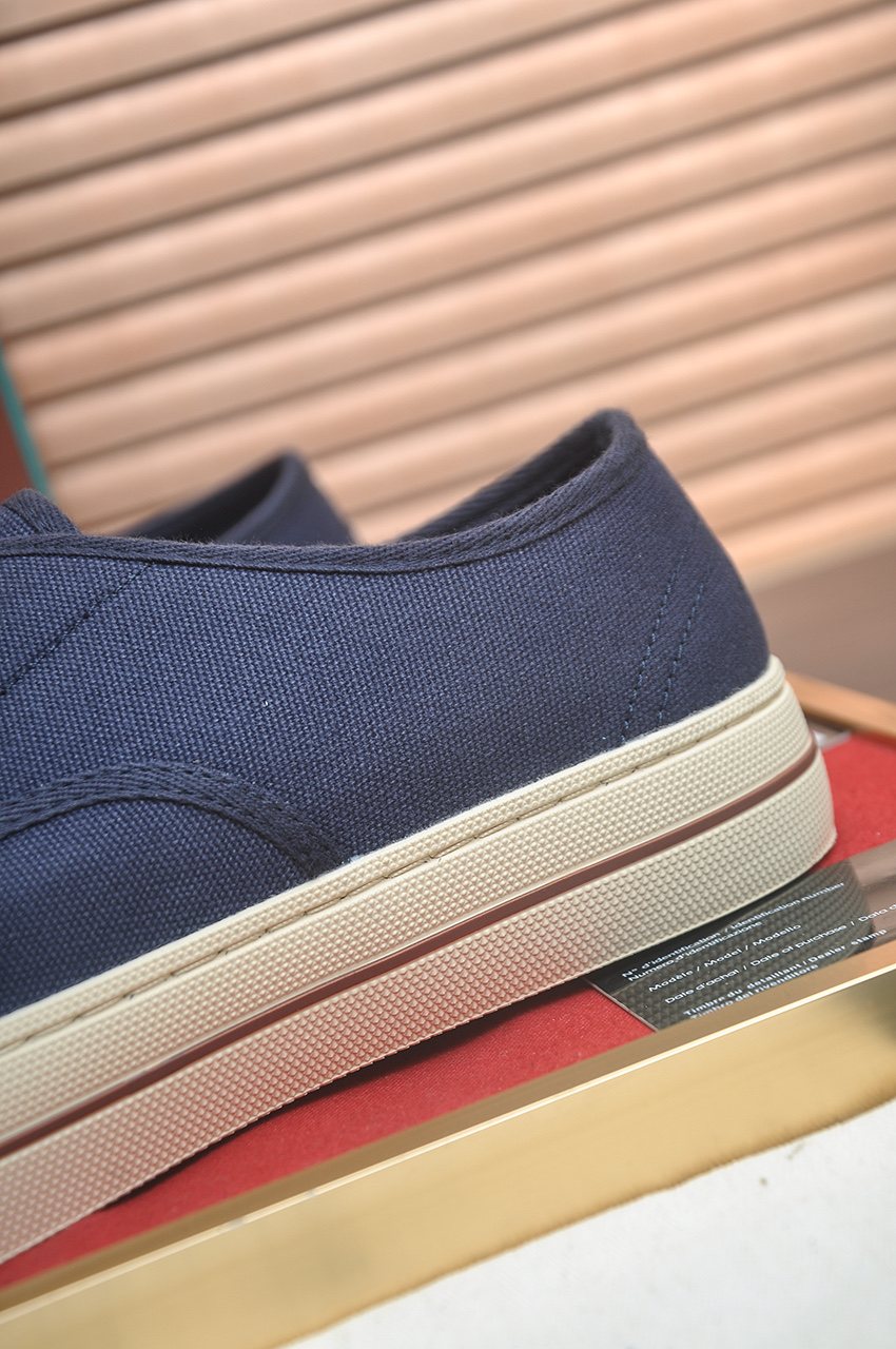 Loro Piana Navy Lace-Up Sneakers — detail