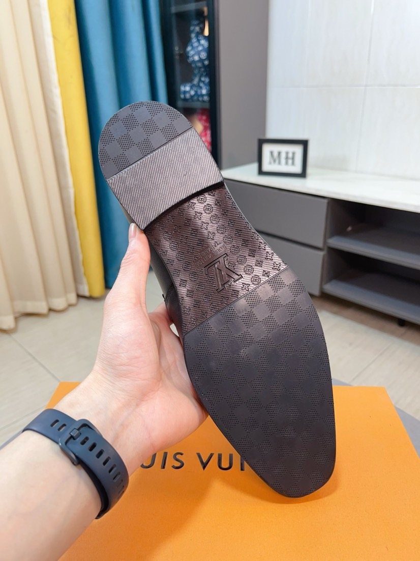 Louis Vuitton Dark Brown Buckle Loafers — back