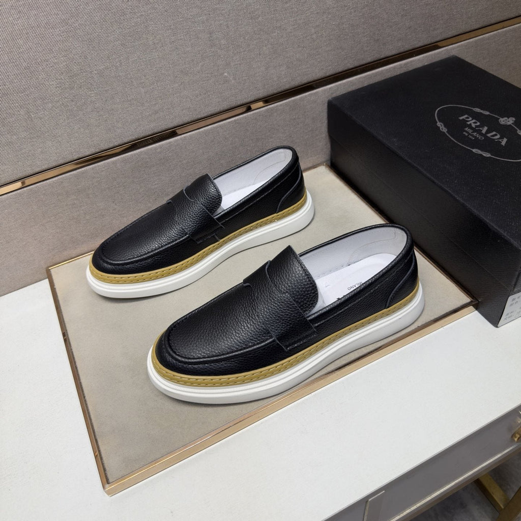 Prada Gold Accent Slip-On Loafers — front