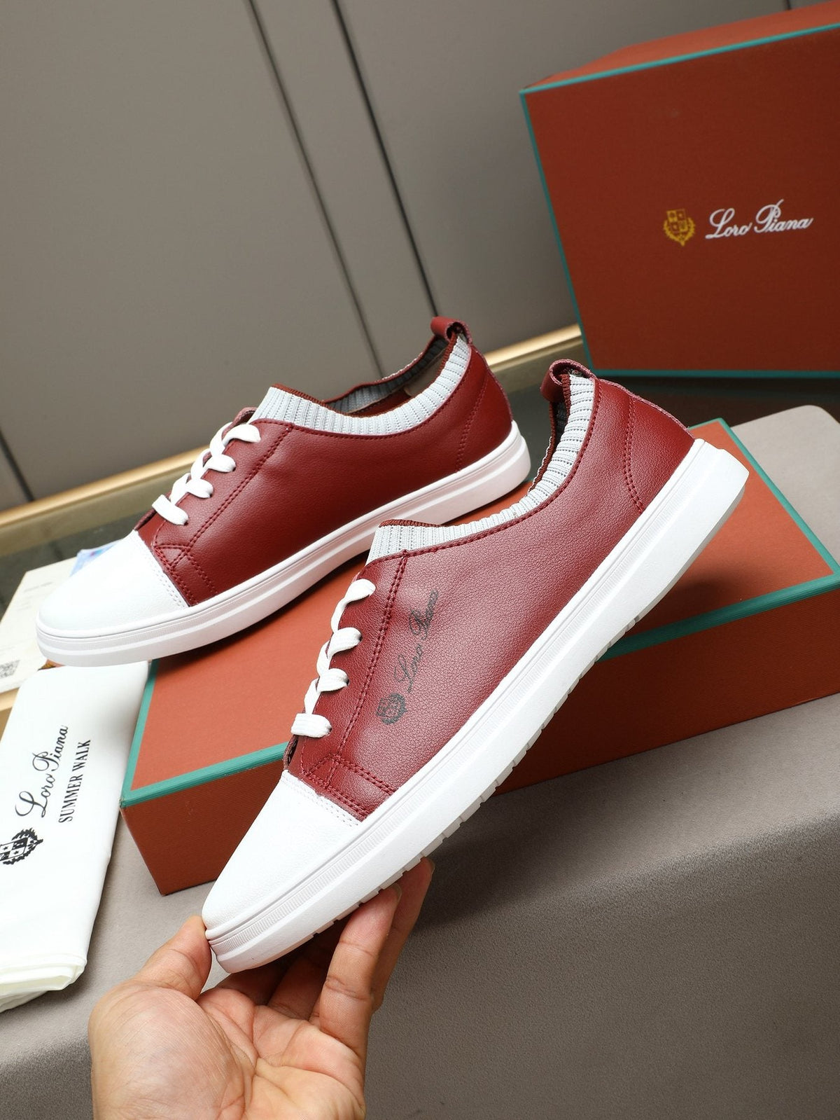 Loro Piana Lace-Up Low-Top Sneakers — front